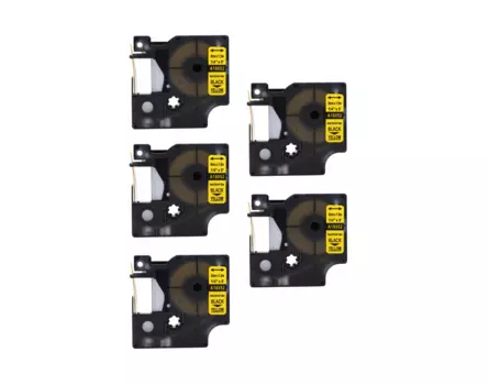 Kompatibilní páska s Dymo 18052, S0718270, 6mm x 1,5m , černý tisk / žlutý podklad, RHINO - Trubice 5-PACK