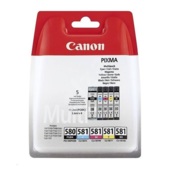Cartridge Canon PGI-580 PGBk, CLI-581 C/M/Y/Bk, 2078C007- originální (2x Černá + 3x Barvy)