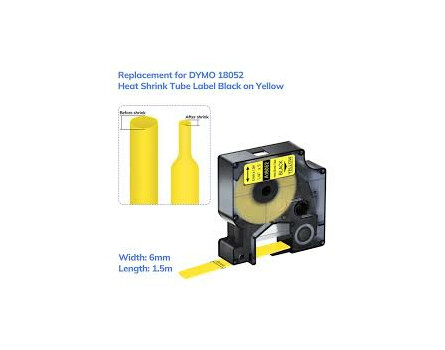 Kompatibilní páska s Dymo 18052, S0718270, 6mm x 1,5m , černý tisk / žlutý podklad, RHINO - Trubice